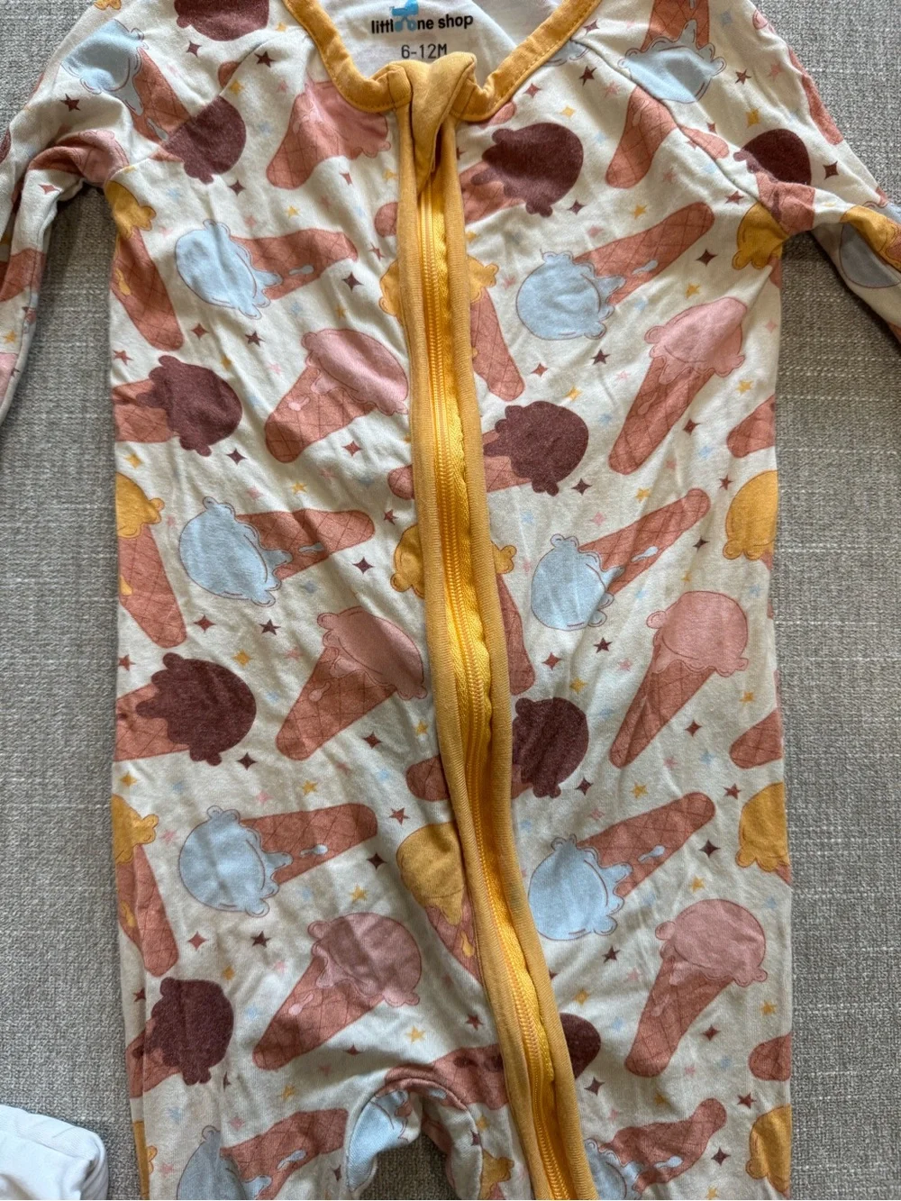6-12M Bamboo Zip Up Pajamas Ice Cream